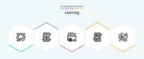 Learning 25 Line icon pack including education. file. education. education. book vector