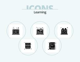 aprendizaje glifo icono paquete 5 5 icono diseño. frasco. en línea. Internet. aprendiendo. internacional vector
