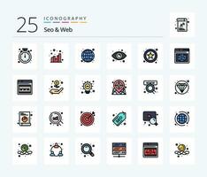 Seo  Web 25 Line Filled icon pack including online. eyes. web. view. web vector