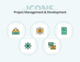 Project Management And Development Line Filled Icon Pack 5 Icon Design. document. mail. manager. list. conversation vector