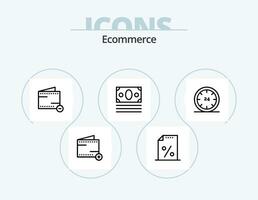 Ecommerce Line Icon Pack 5 Icon Design. online. e-commerce. wallet. discount. hide vector