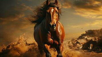 AI generated running horse wallpaper photo