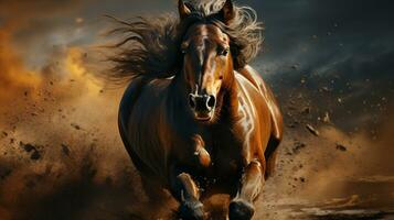 AI generated running horse wallpaper photo