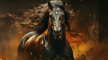 AI generated running horse wallpaper photo