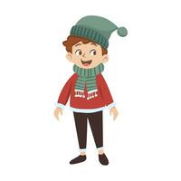 dibujos animados hombre con Navidad invierno estacional vistoso adornos icono. invierno evento. navidad decoraciones contento nuevo año. garabatear elementos. vector