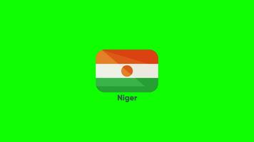 niger flagga i grön skärm. niger flagga animering i grön skärm. video