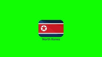 North Korea Flag in Green Screen. North Korea 3D Flag Animation. video