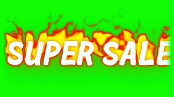 Super Sale Fire Text Animation in Green Screen. Flam Text Animation. video