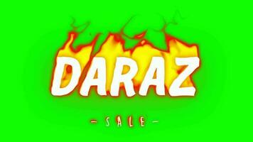 Daraz Fire Text Animation in Green Screen. Fire Text Animation. video