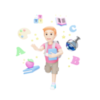 Back to School 3D Character - Joyful Learning Illustration png