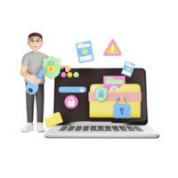 Securing Personal Data - 3D Character Illustration Ensures Data Privacy png