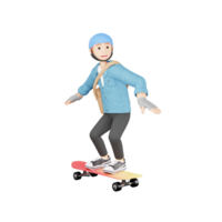 3d cartone animato personaggio di consegna ragazzo su skateboard - veloce consegna concetto png