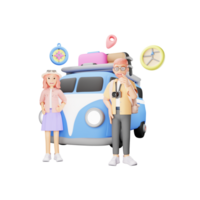 des couples 3d dessin animé personnage route voyage aventure - Voyage ensemble dans style png
