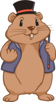 Cute groundhog woodchuck rodent. Happy groundhog day illustration png