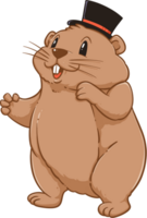 Cute groundhog woodchuck rodent. Happy groundhog day illustration png
