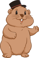 Cute groundhog woodchuck rodent. Happy groundhog day illustration png