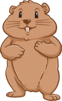 Cute groundhog woodchuck rodent. Happy groundhog day illustration png