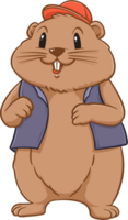 Cute groundhog woodchuck rodent. Happy groundhog day illustration png