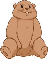Cute groundhog woodchuck rodent. Happy groundhog day illustration png