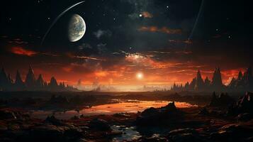 AI generated Background view of the planet Mars photo