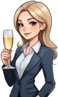 AI generated a cartoon characters holding  glasses of champagne png