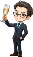 AI generated a cartoon characters holding  glasses of champagne png