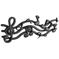 Music melody notes wave clipart flat design icon isolated on transparent background, 3D render entertainment and music concept png