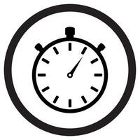 cronógrafo negro blanco icono. vector cronómetro para entrenador aplicación, equipo reloj Temporizador monocromo emblema ilustración
