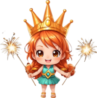 AI generated a girl cartoon witch holding a sparkler ai generated png