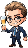 AI generated a cartoon characters holding  glasses of champagne png