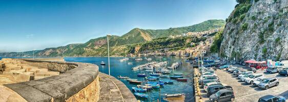 Beautiful seascape in the village of Scilla, Calabria, Italy photo