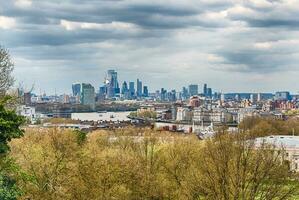 panorámico ver desde el real observatorio en Greenwich, Londres, Reino Unido foto