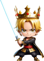 AI generated cute boy  cartoon character with saber png