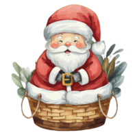 AI generated Santa  wearing a blanket  in a basket png