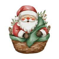 AI generated Santa  wearing a blanket  in a basket png