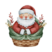 AI generated Santa  wearing a blanket  in a basket png