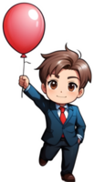 AI generated business man cartoon carry balloon ai generative png