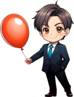 AI generated business man cartoon carry balloon ai generative png