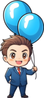 AI generated business man cartoon carry balloon ai generative png