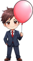 AI generated business man cartoon carry balloon ai generative png