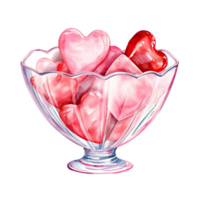 AI generated Watercolor Valentines candy decorated with bows in pink and red ,Ai generative png