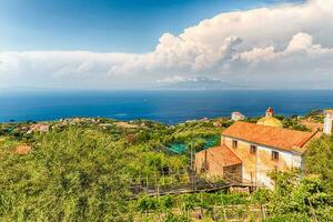 Aerial view of Mount Vesuvius, Bay of Naples, Italy photo