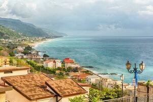 Aerial view of coastline in Calabria, Italy photo