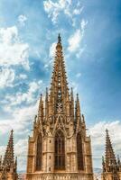 Main tower of the Barcelona Cathedral, Catalonia, Spain photo