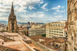 Panoramic view from the top of Barcelona Cathedral, Catalonia, Spain photo