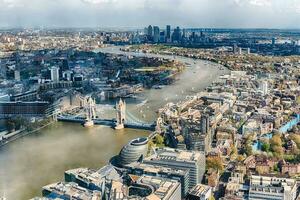 Aerial view of London over the river Thames, England, UK photo