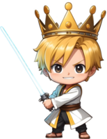 AI generated cute boy  cartoon character with saber png