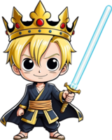 AI generated cute boy  cartoon character with saber png