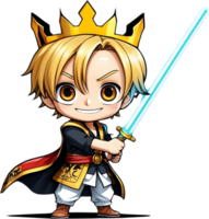 AI generated cute boy  cartoon character with saber png