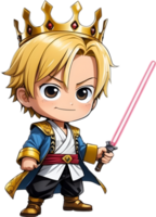 AI generated cute boy  cartoon character with saber png